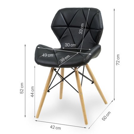 Krzesło z ekoskóry ma drewnianych nogach 024 czarne WF