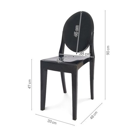 Krzesło z oparciem nowoczesne stylowe victoria ghost do salonu 209A czarne