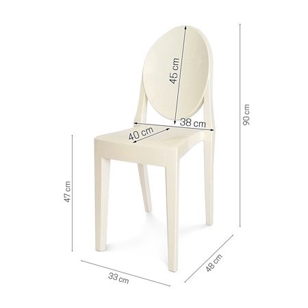 Krzesło z oparciem nowoczesne stylowe victoria ghost do salonu 209A ecru
