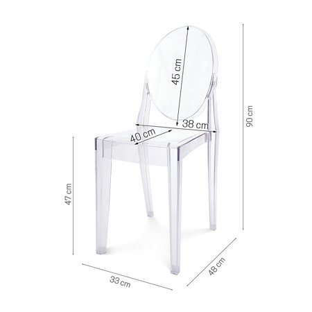 Krzesło z oparciem nowoczesne stylowe victoria ghost do salonu 209A transparentne