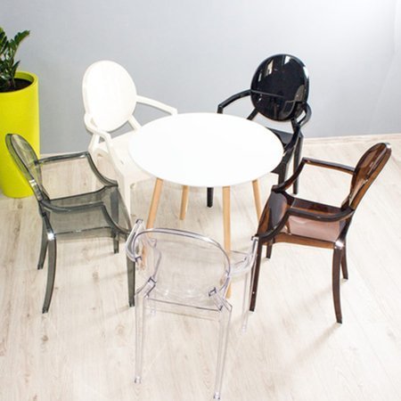 Krzesło z oparciem podłokietnikami nowoczesne stylowe ghost louis 209 czarne
