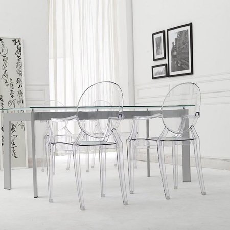 Krzesło z oparciem podłokietnikami nowoczesne stylowe ghost louis 209 dymione