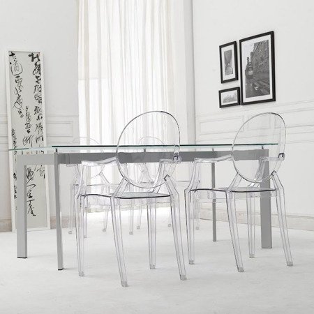 Krzesło z oparciem podłokietnikami nowoczesne stylowe ghost louis 209 kremowe