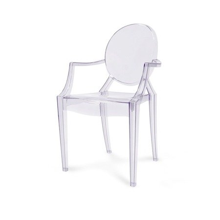 Krzesło z oparciem podłokietnikami nowoczesne stylowe ghost louis 209 transparentne