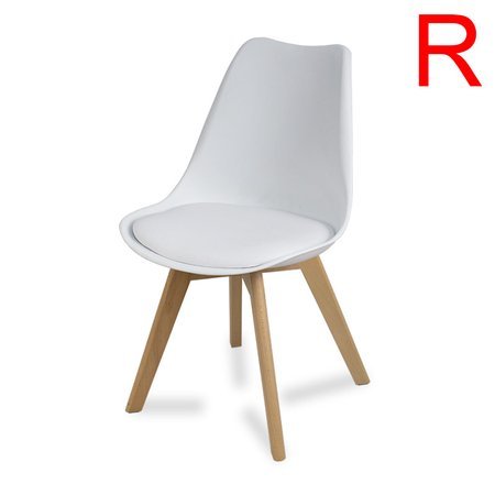 Krzesło z skórzaną białą poduszką na drewnianych bukowych nogach nowoczesne białe 007 WF