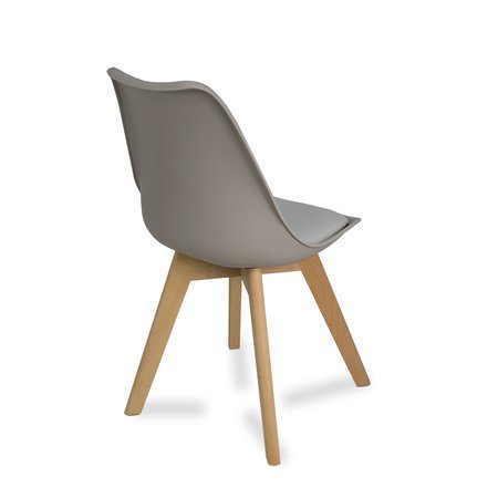 Krzesło z skórzaną szarą poduszką na drewnianych bukowych nogach nowoczesne szare 007 WF