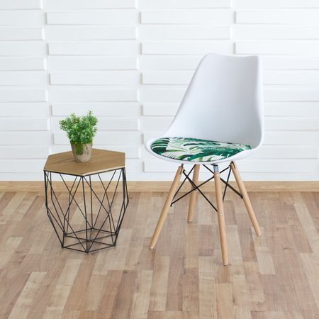 Krzesło z tapicerowaną poduszką na drewnianych bukowych nogach skandynawskie białe 053-T1
