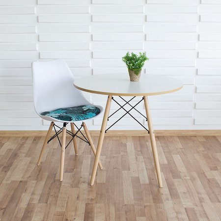 Krzesło z tapicerowaną poduszką na drewnianych bukowych nogach skandynawskie białe 053-T2