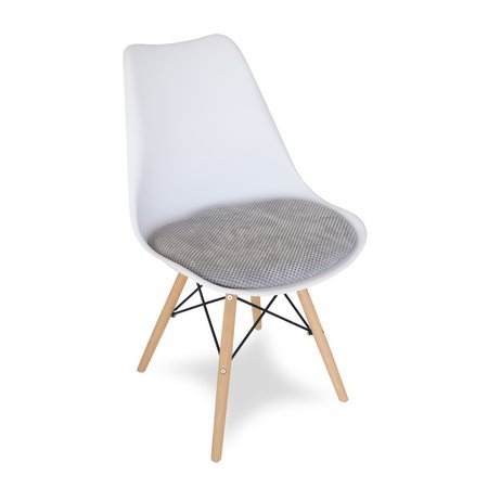 Krzesło z tapicerowaną poduszką na drewnianych bukowych nogach skandynawskie białe 053-T3