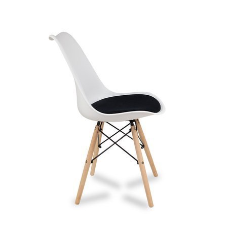 Krzesło z welurową czarną poduszką na drewnianych bukowych nogach nowoczesne białe 053W-B
