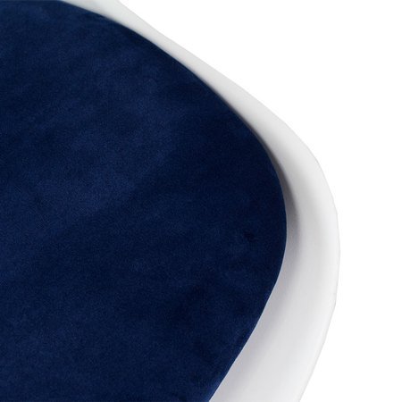 Krzesło z welurową niebieską poduszką na drewnianych bukowych nogach nowoczesne białe 053W-BL