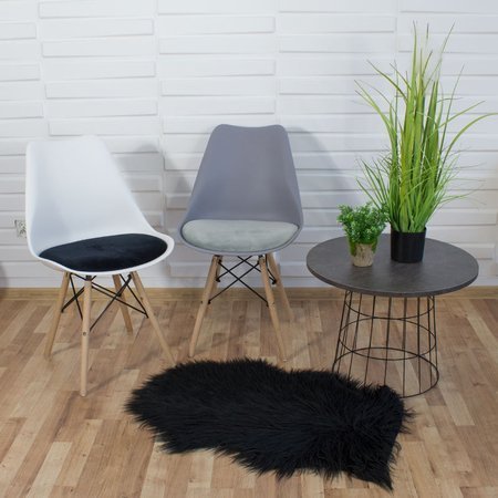 Krzesło z welurową szarą poduszką na drewnianych bukowych nogach nowoczesne białe 053W-G