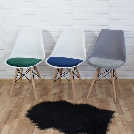 Krzesło z welurową szarą poduszką na drewnianych bukowych nogach nowoczesne szare 053G-G