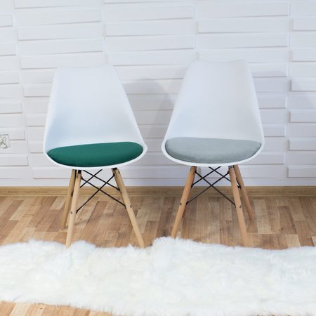 Krzesło z welurową zieloną poduszką na drewnianych bukowych nogach nowoczesne białe 053W-GR