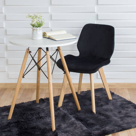 Krzesło z weluru na drewnianych bukowych nogach nowoczesne czarne 025 BW