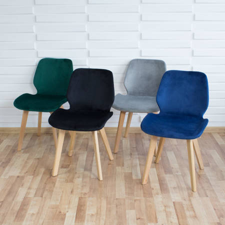 Krzesło z weluru na drewnianych bukowych nogach nowoczesne czarne 025 BW