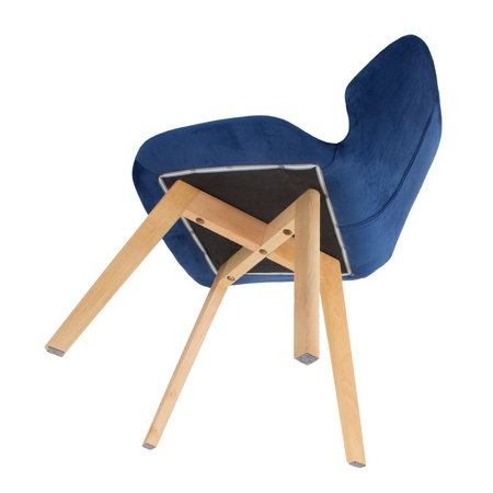 Krzesło z weluru na drewnianych bukowych nogach nowoczesne granatowe 025 BW