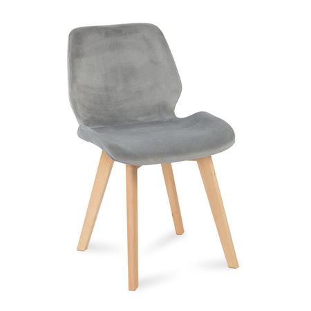 Krzesło z weluru na drewnianych bukowych nogach nowoczesne szare 025 BW
