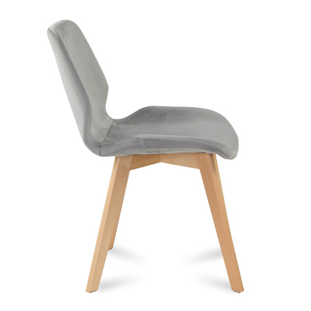 Krzesło z weluru na drewnianych bukowych nogach nowoczesne szare 025 BW