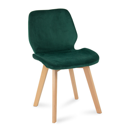 Krzesło z weluru na drewnianych bukowych nogach nowoczesne zielone 025 BW