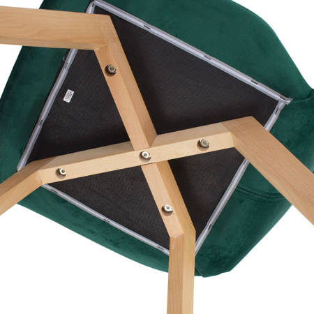 Krzesło z weluru na drewnianych bukowych nogach nowoczesne zielone 025 BW