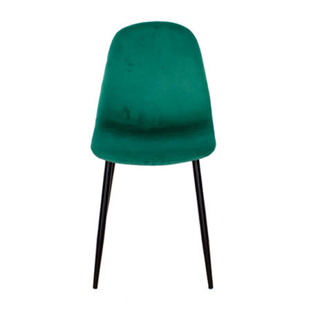 Krzesło zielone, tapicerowane, welurowe na czarnych metalowych nogach YV-06