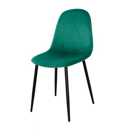 Krzesło zielone, tapicerowane, welurowe na czarnych metalowych nogach YV-06