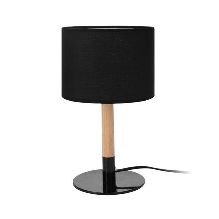 Lampa drewniana nocna stołowa stojąca abażur biurkowa do sypialni czarna - DW0100B