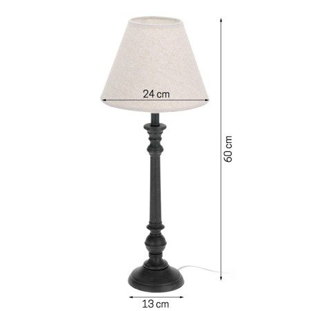 Lampa klasyczna nocna z abażurem stołowa czarna stojąca do sypialni C45060A