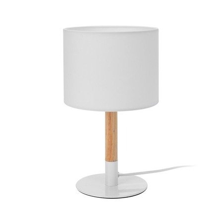 Lampa nocna drewniana stołowa stojąca abażur biurkowa do sypialni biała DW0100A