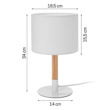 Lampa nocna drewniana stołowa stojąca abażur biurkowa do sypialni biała DW0100A