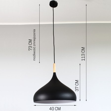 Lampa wisząca sufitowa zwis aluminiowa żyrandol retro czarna LD014B