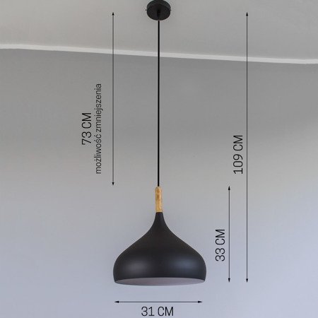Lampa wisząca sufitowa zwis aluminiowa żyrandol retro czarna LD015B