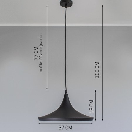 Lampa wisząca sufitowa zwis aluminiowa żyrandol retro czarna LD019B