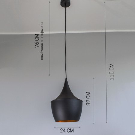 Lampa wisząca sufitowa zwis aluminiowa żyrandol retro czarna LD020B