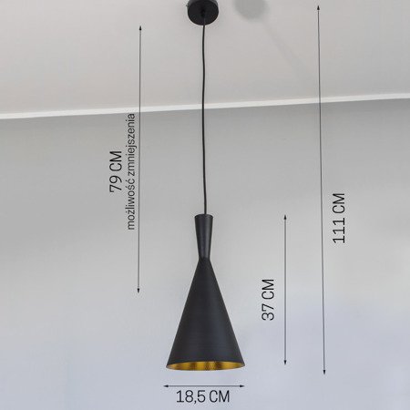 Lampa wisząca sufitowa zwis aluminiowa żyrandol retro czarny LD021