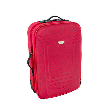 Lekkie walizki podróżne do samolotu na kółkach z rączką PVC-02 komplet 19/23/27 - czerwone WK02R