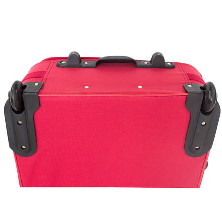 Lekkie walizki podróżne do samolotu na kółkach z rączką PVC-02 komplet 19/23/27 - czerwone WK02R