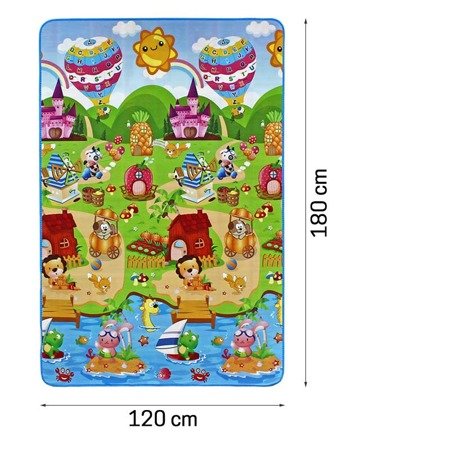 Mata dla dzieci na podłogę kolorowa zamek i balony 120 cm x 180 cm gr. - 0,5 cm M-29-03
