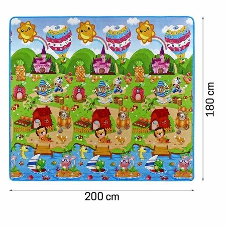 Mata piankowa duza dla dziecka zamek i balony 180 cm x 200 cm gr. - 0,5 cm M-30-05