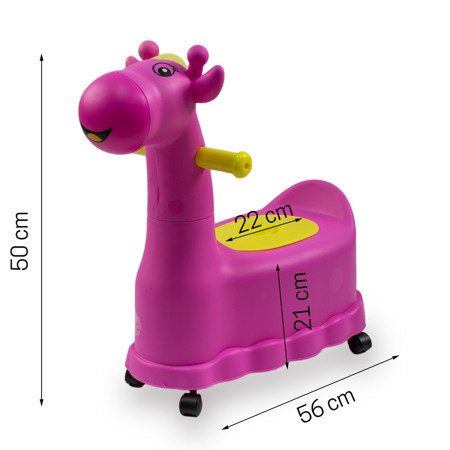 Nocnik na kółkach dla dzieci jeżdżący zabawka nocniczek żyrafa różowy UC82202