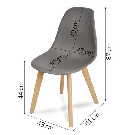 Nowoczesne krzesło na drewnianych bukowych nogach stylowe do jadalni ciemno szare 010 TS + biała nakładka UC62907