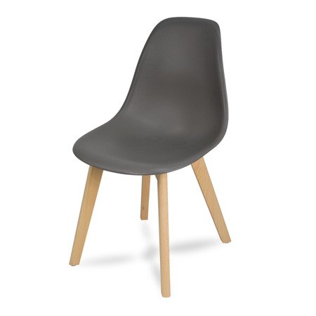 Nowoczesne krzesło na drewnianych bukowych nogach stylowe do jadalni szare 010 TS