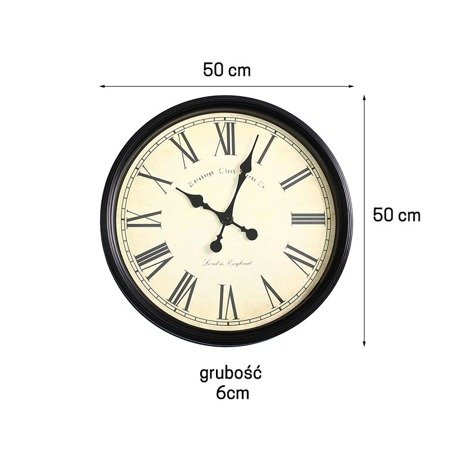 Nowoczesny czarny zegar ścienny retro wiszący rzymskie cyfry M-12