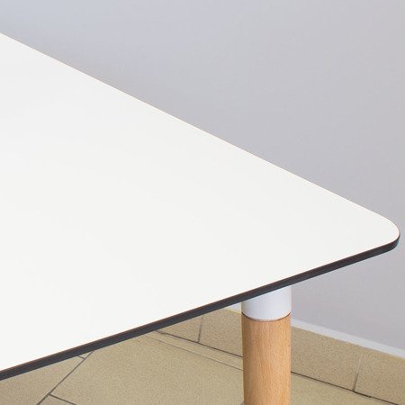 Nowoczesny stół prostokątny nadrewnianych bukowych nogach biały 120 x 80 cm SS304W