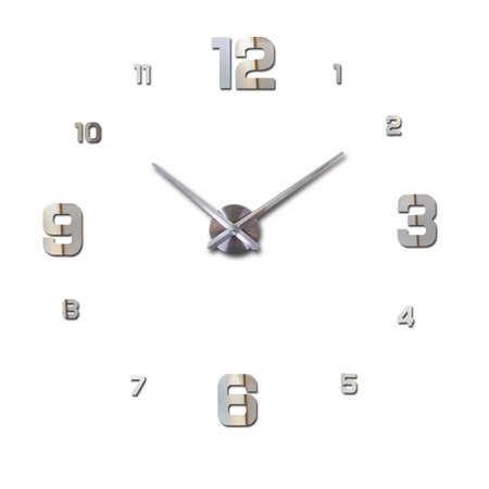 Nowoczesny zegar naklejany na ścianę mały 3D DIY 005DS srebrny