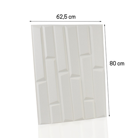 Panel ścienny dekoracjny na ścianę 3D z włókniny ozdobny biały 625mm x 800mm BRICK