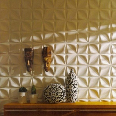 Panel ścienny dekoracjny na ścianę 3D z włókniny ozdobny biały ARYL