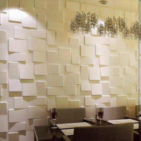Panel ścienny dekoracjny na ścianę 3D z włókniny ozdobny biały RUBIK