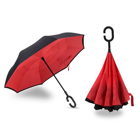 Parasol otwierany odwrotnie, parasolka odwrócona czerwona - UC824016R